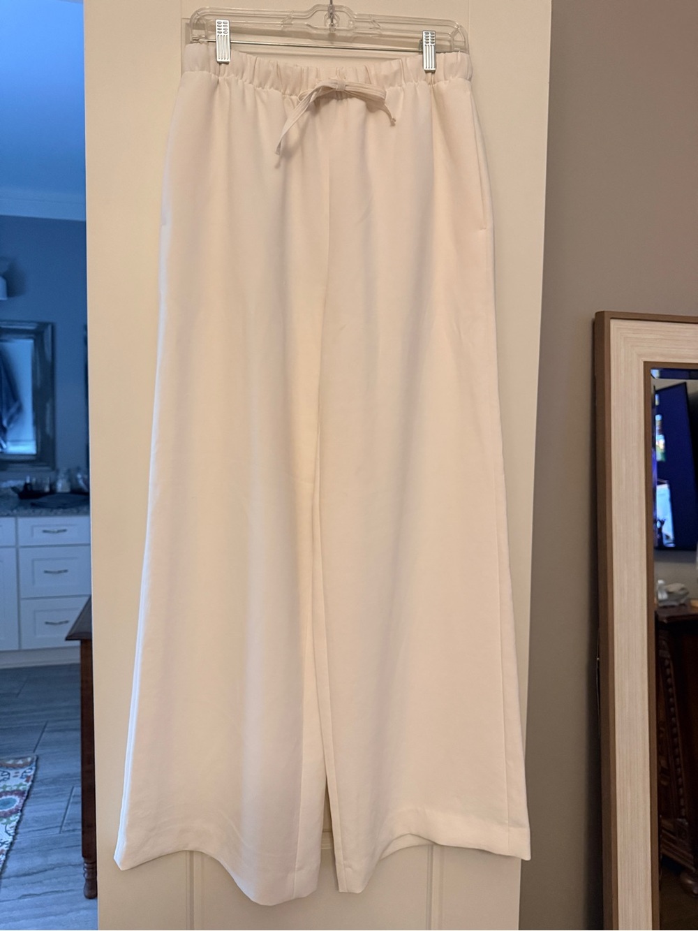 Aritzia Cream Wide-Leg Drawstring Pants